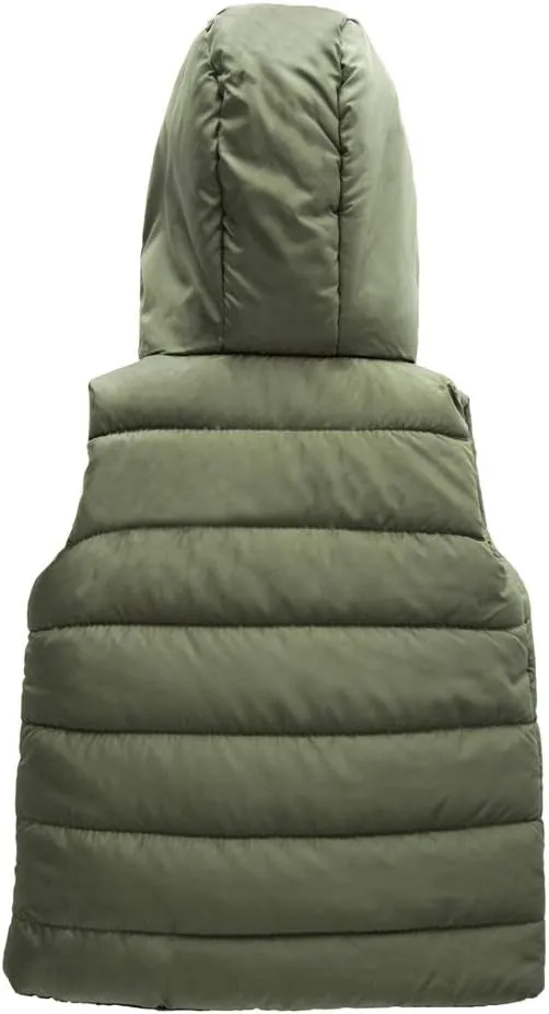 SNOW DREAMS Boys Puffer Vest Hooded Quilted Outwear Sleeveless Jacket Lined Zipper Waistcoat