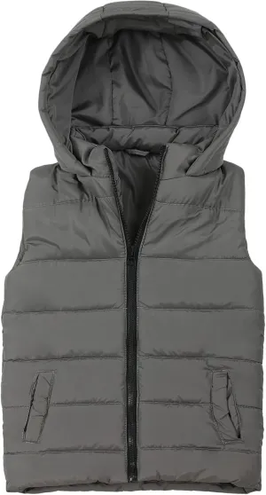 SNOW DREAMS Boys Puffer Vest Hooded Quilted Outwear Sleeveless Jacket Lined Zipper Waistcoat