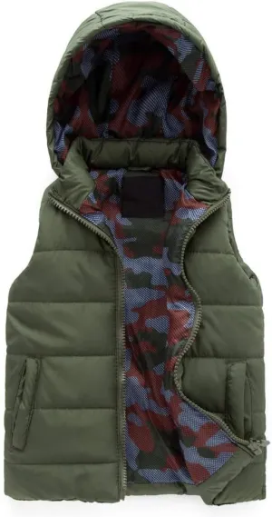 SNOW DREAMS Boys Puffer Vest Hooded Quilted Outwear Sleeveless Jacket Lined Zipper Waistcoat