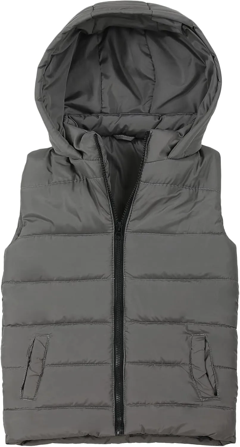 SNOW DREAMS Boys Puffer Vest Hooded Quilted Outwear Sleeveless Jacket Lined Zipper Waistcoat