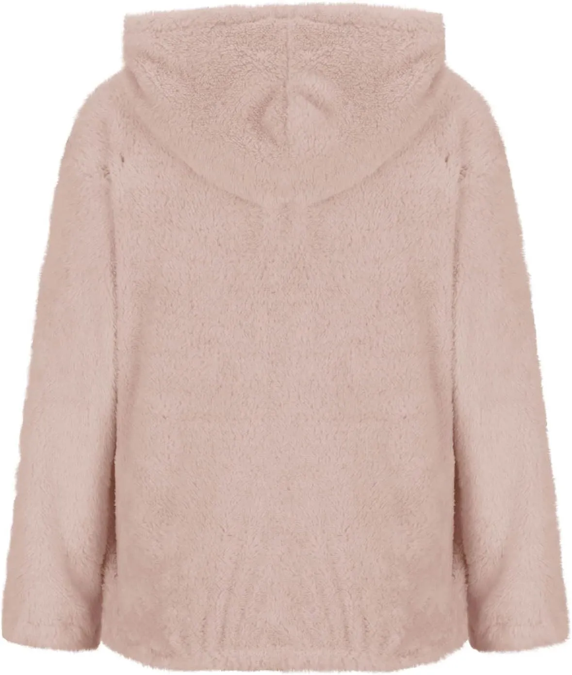 Solid Plush Hoodies for Women Drawstring Round Neck Fleece Pullover Sweatshirts 2025 Winter Oversized Hooded Tops
