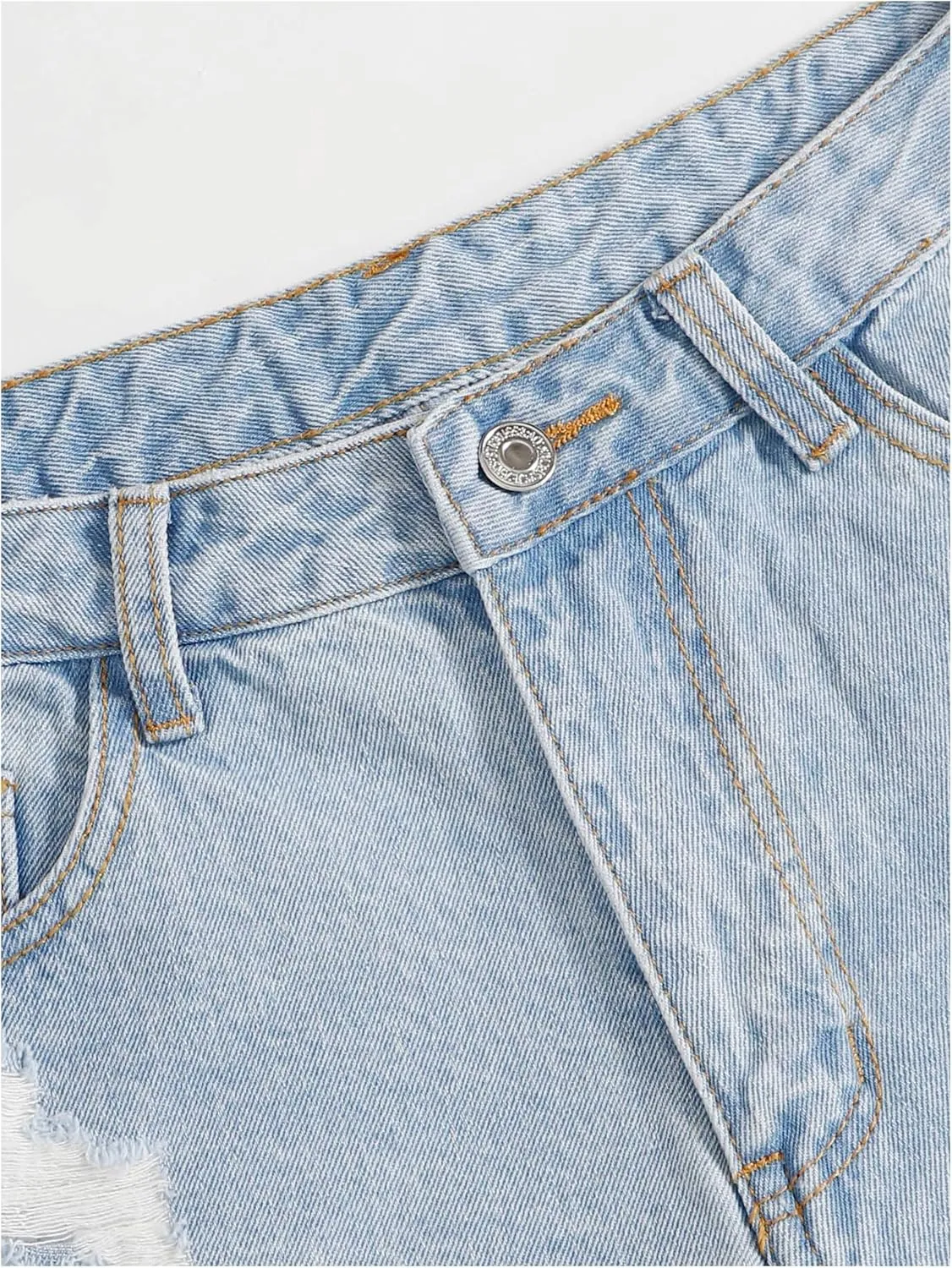 SOLY HUX Women's Ripped Raw Hem Jean Shorts High Waisted Straight Leg Denim Shorts Streetwear