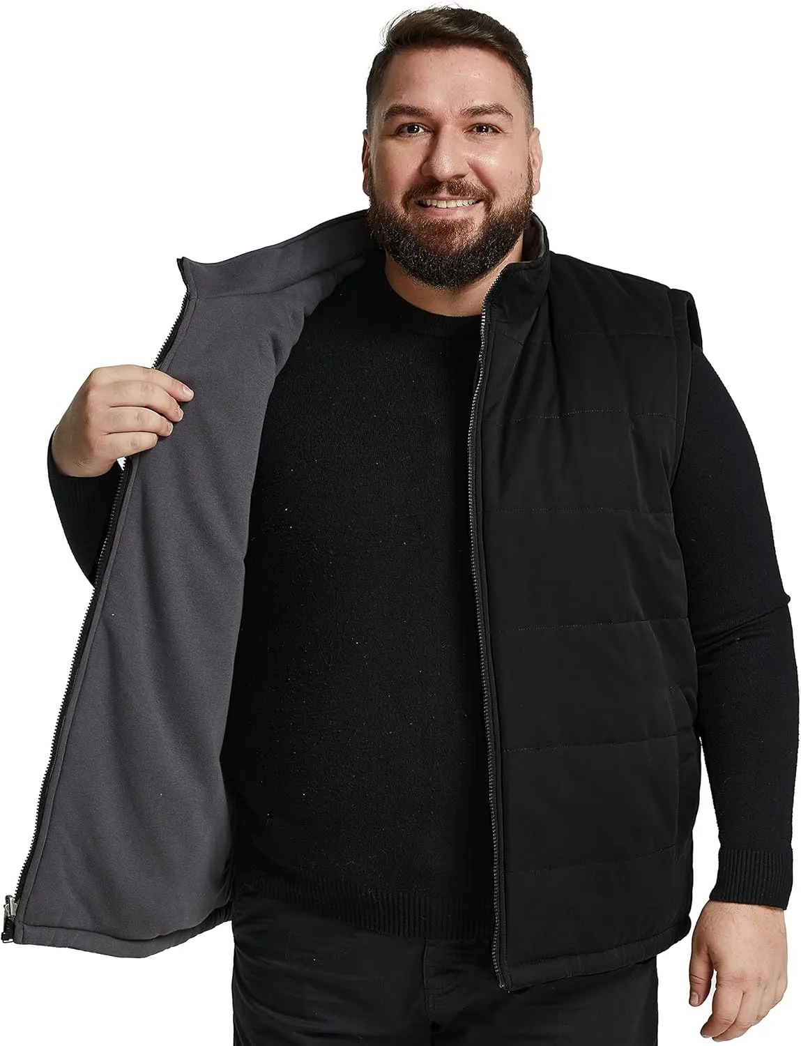 Soularge Men's Big and Tall Winter Thickened Warm Reversible Puffer Vest