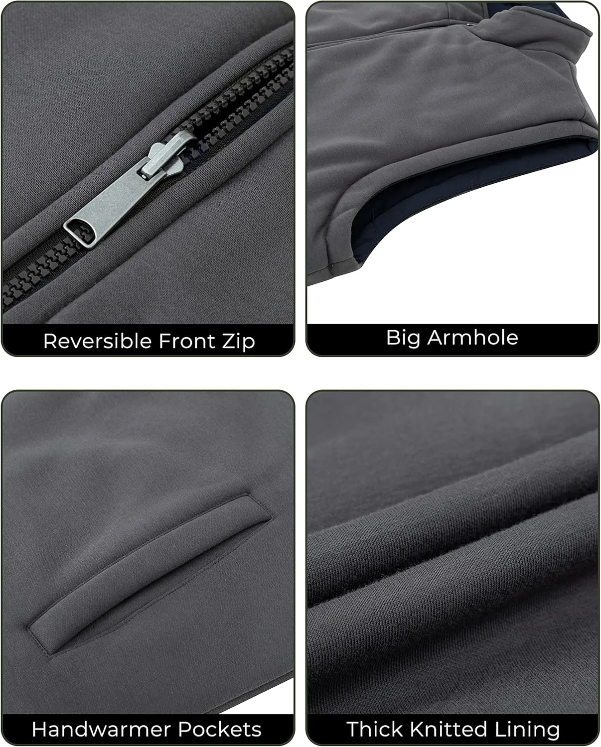Soularge Men's Big and Tall Winter Thickened Warm Reversible Puffer Vest