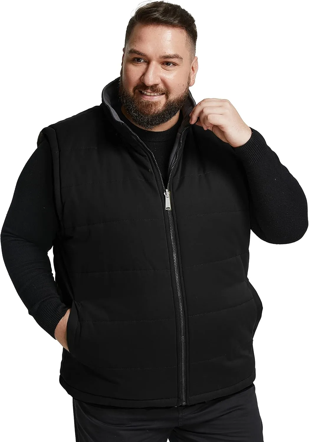 Soularge Men's Big and Tall Winter Thickened Warm Reversible Puffer Vest