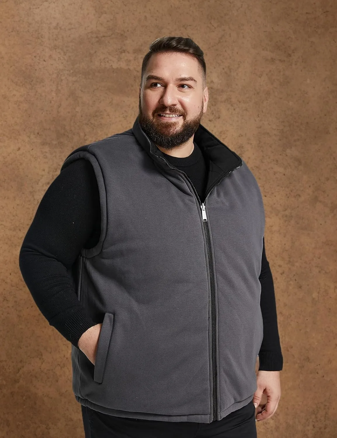 Soularge Men's Big and Tall Winter Thickened Warm Reversible Puffer Vest