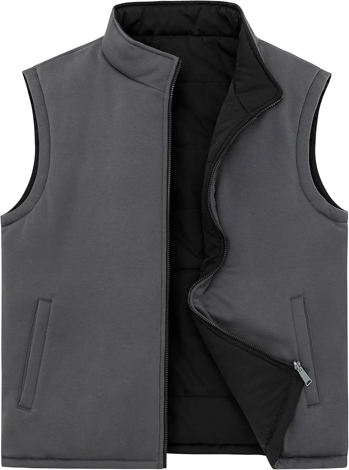 Soularge Men's Big and Tall Winter Thickened Warm Reversible Puffer Vest