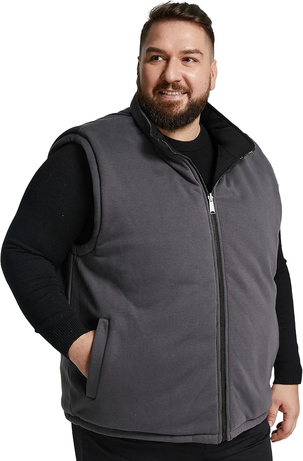 Soularge Men's Big and Tall Winter Thickened Warm Reversible Puffer Vest
