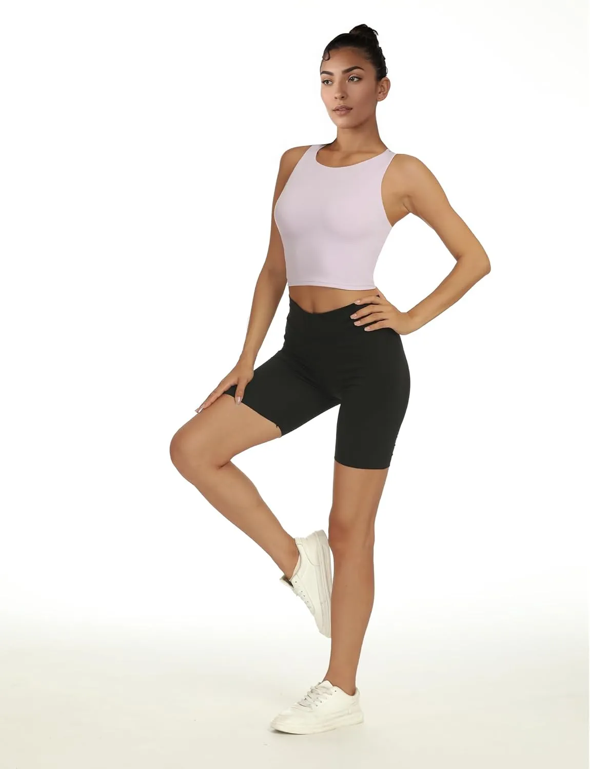 Sports Bras for Women, Supportive Longline High Neck Sports Bra Push Up Workout Built in Bra Crop Tank Tops