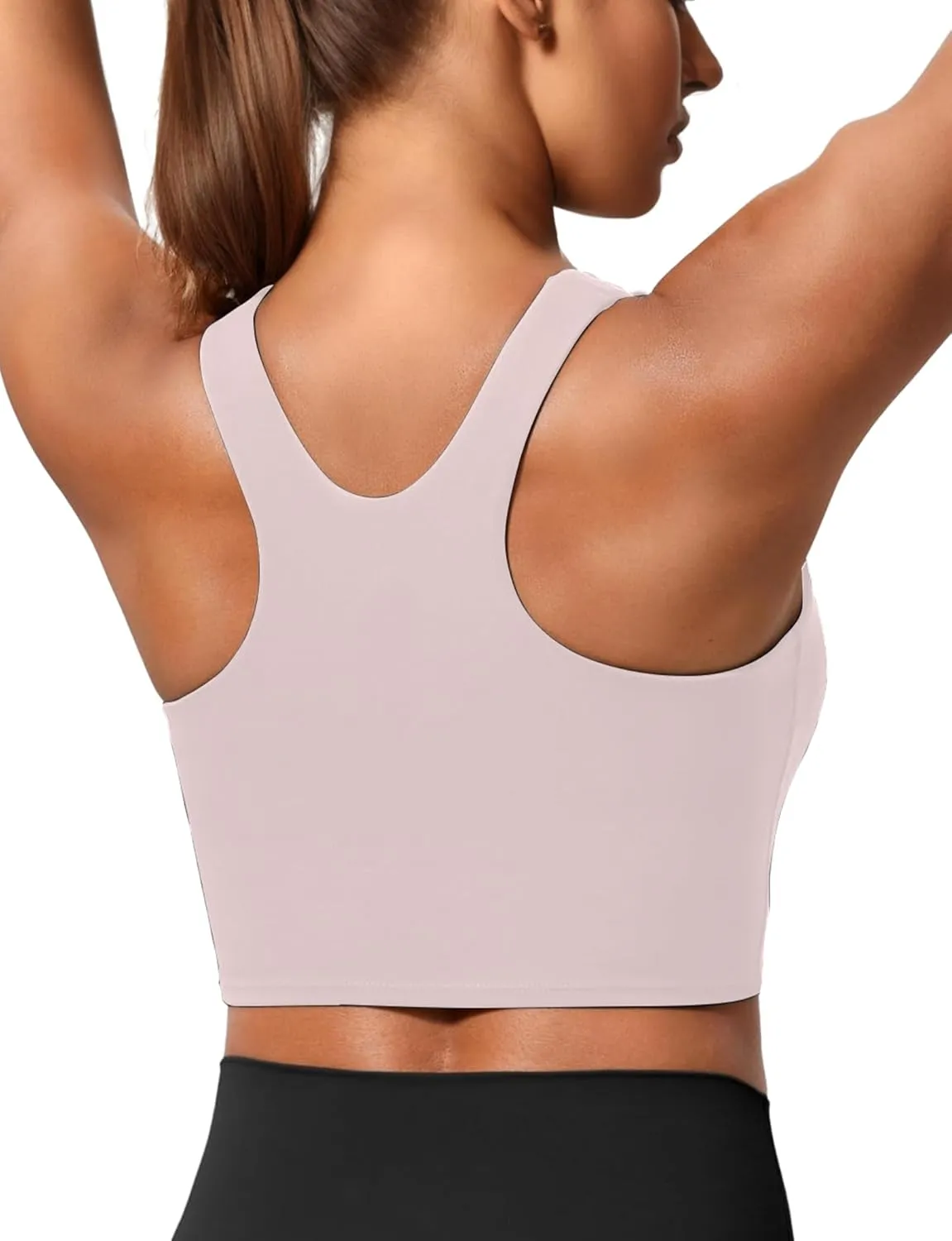 Sports Bras for Women, Supportive Longline High Neck Sports Bra Push Up Workout Built in Bra Crop Tank Tops