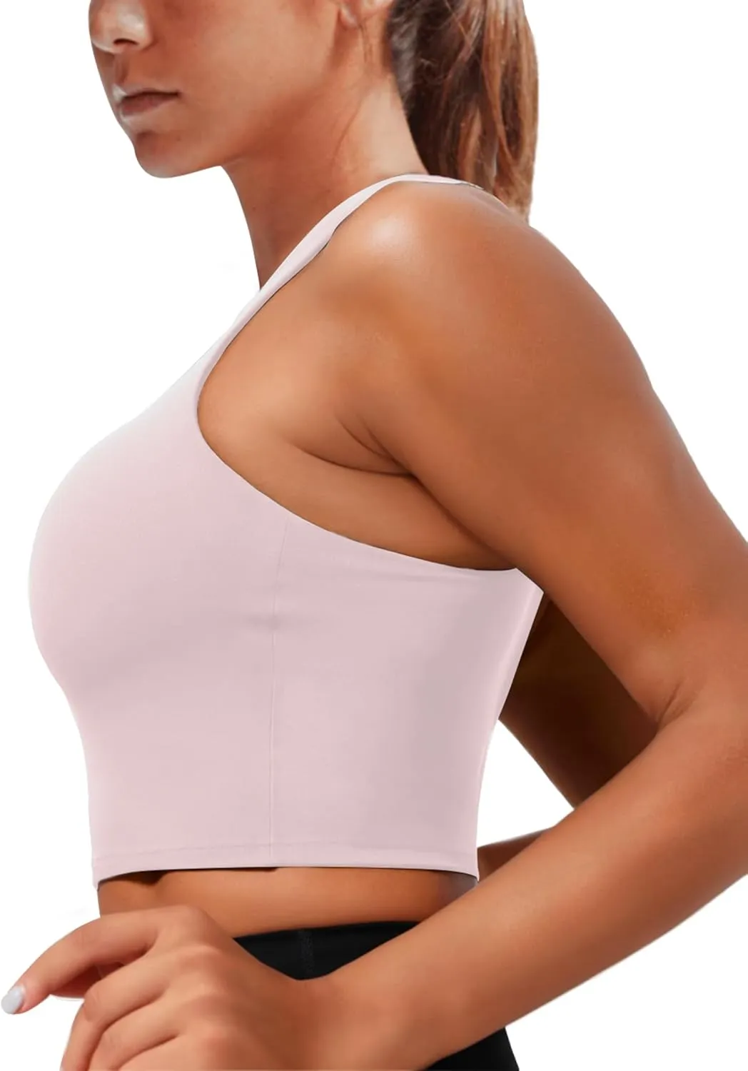 Sports Bras for Women, Supportive Longline High Neck Sports Bra Push Up Workout Built in Bra Crop Tank Tops