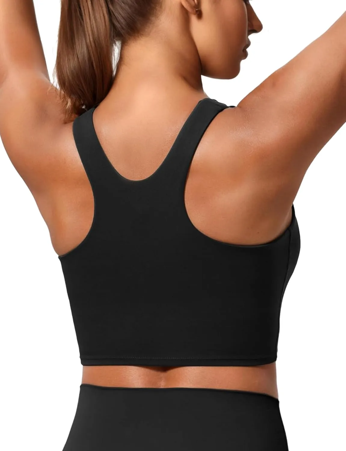 Sports Bras for Women, Supportive Longline High Neck Sports Bra Push Up Workout Built in Bra Crop Tank Tops