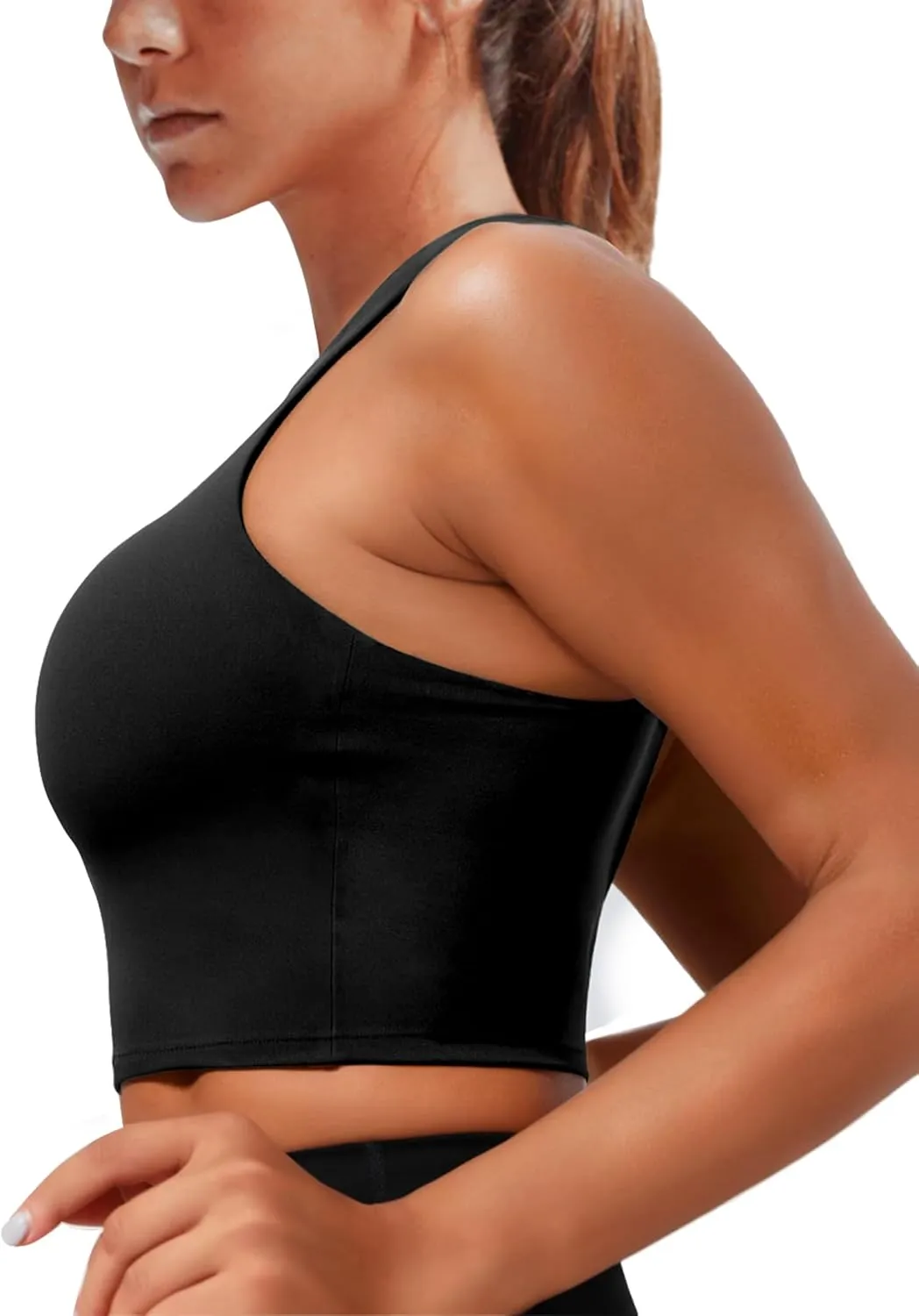 Sports Bras for Women, Supportive Longline High Neck Sports Bra Push Up Workout Built in Bra Crop Tank Tops