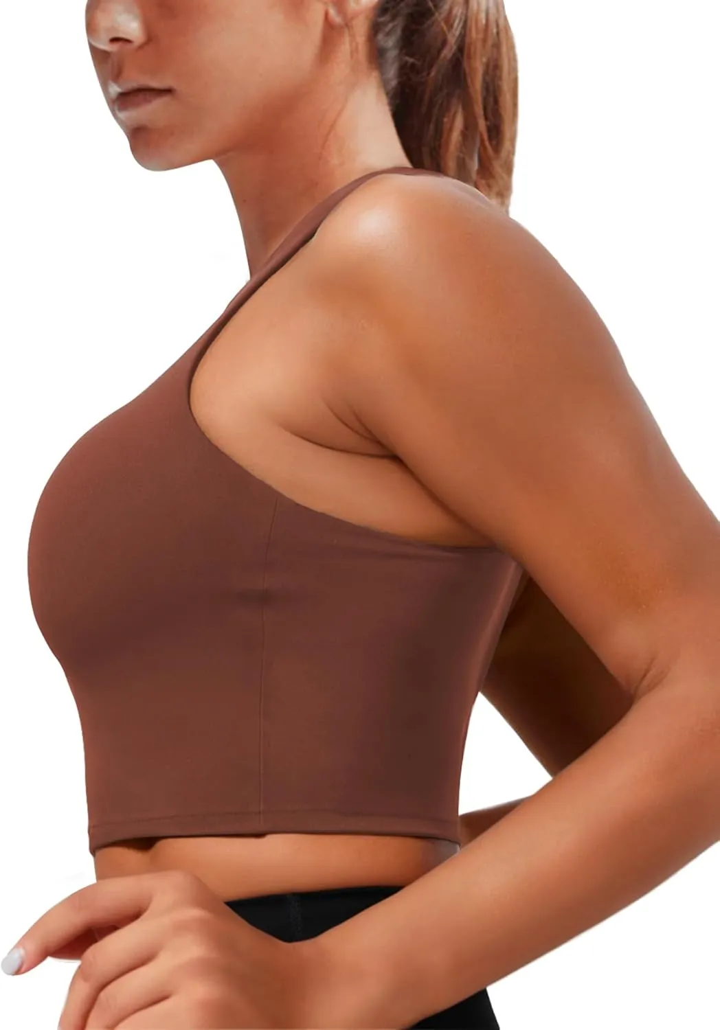 Sports Bras for Women, Supportive Longline High Neck Sports Bra Push Up Workout Built in Bra Crop Tank Tops