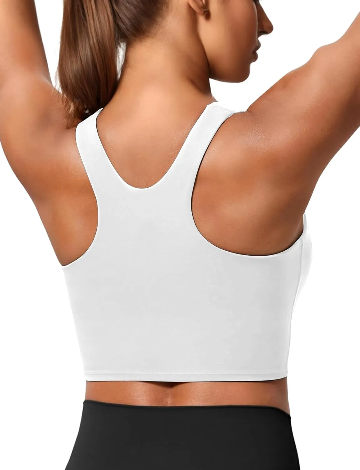 Sports Bras for Women, Supportive Longline High Neck Sports Bra Push Up Workout Built in Bra Crop Tank Tops