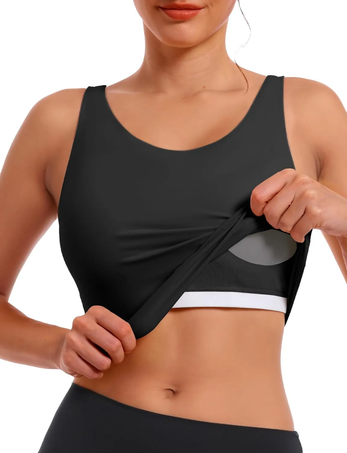Sports Bras for Women, Supportive Longline High Neck Sports Bra Push Up Workout Built in Bra Crop Tank Tops