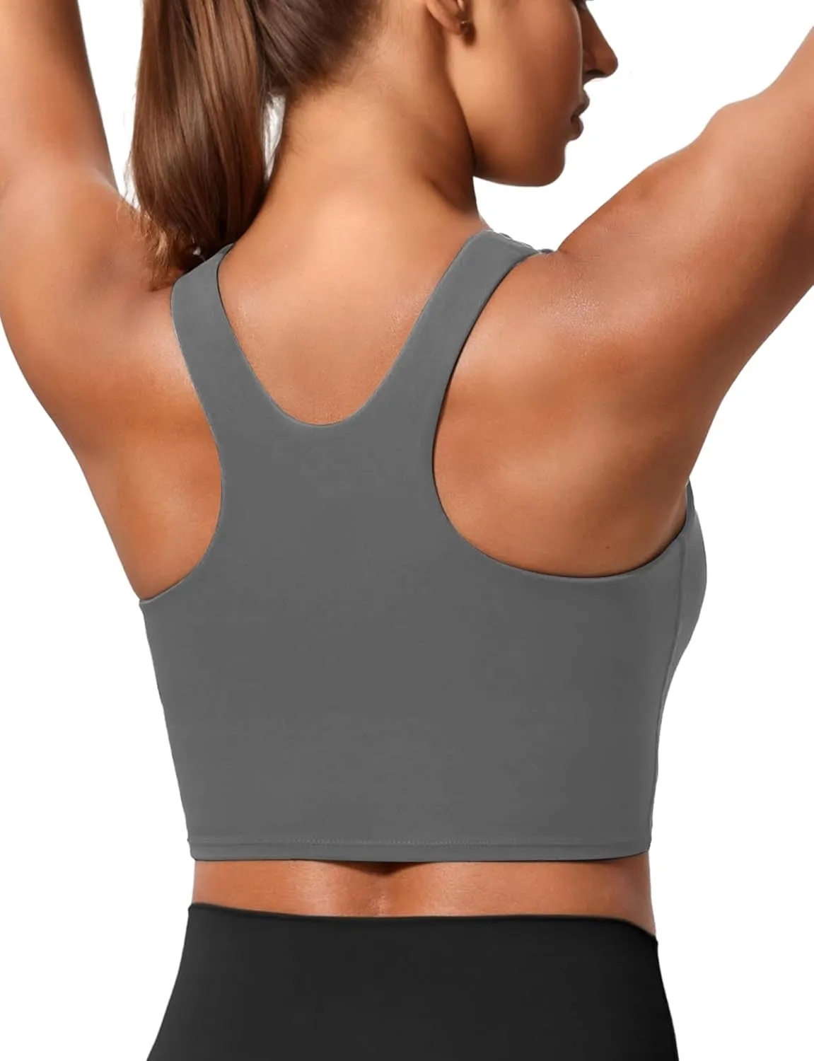 Sports Bras for Women, Supportive Longline High Neck Sports Bra Push Up Workout Built in Bra Crop Tank Tops