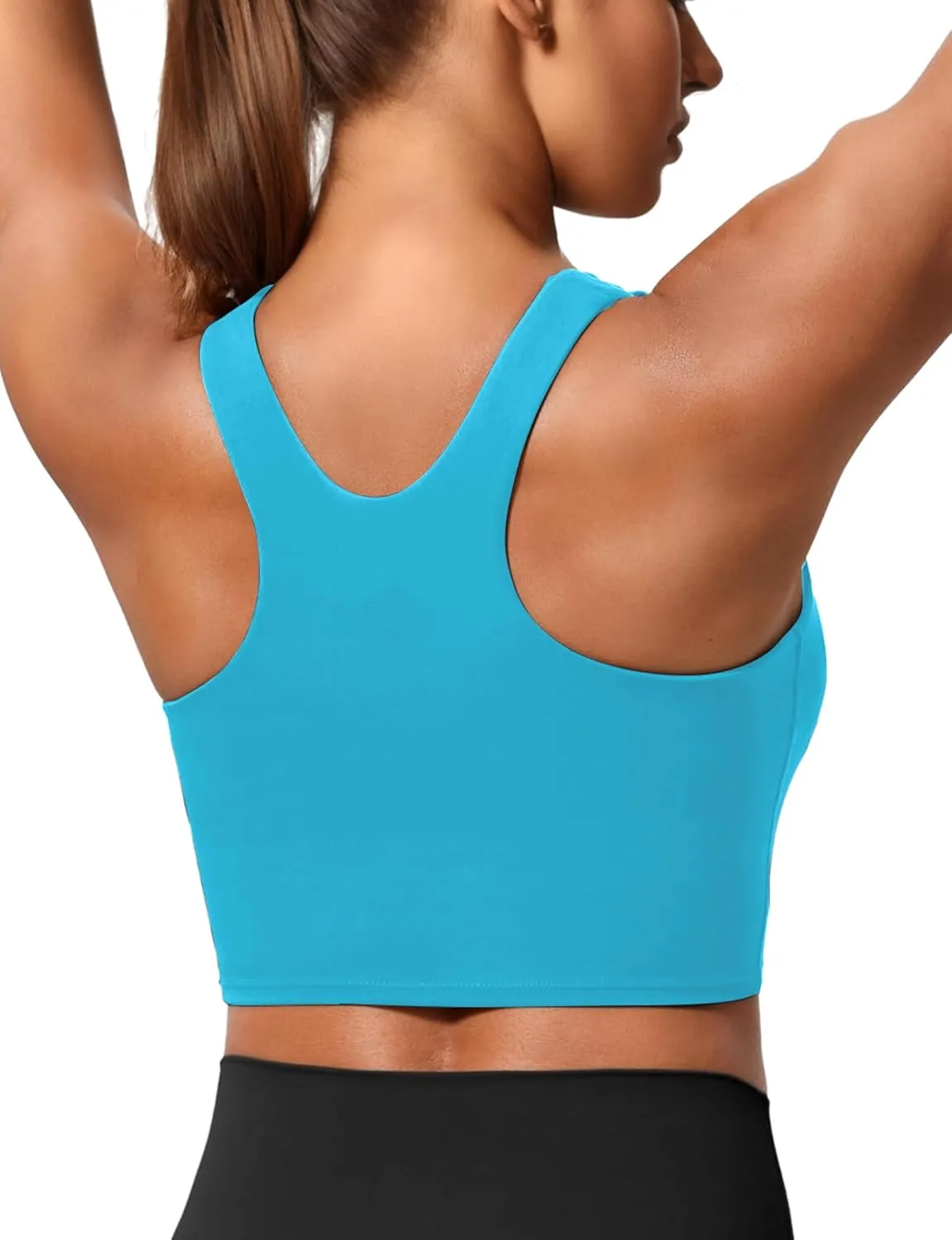Sports Bras for Women, Supportive Longline High Neck Sports Bra Push Up Workout Built in Bra Crop Tank Tops