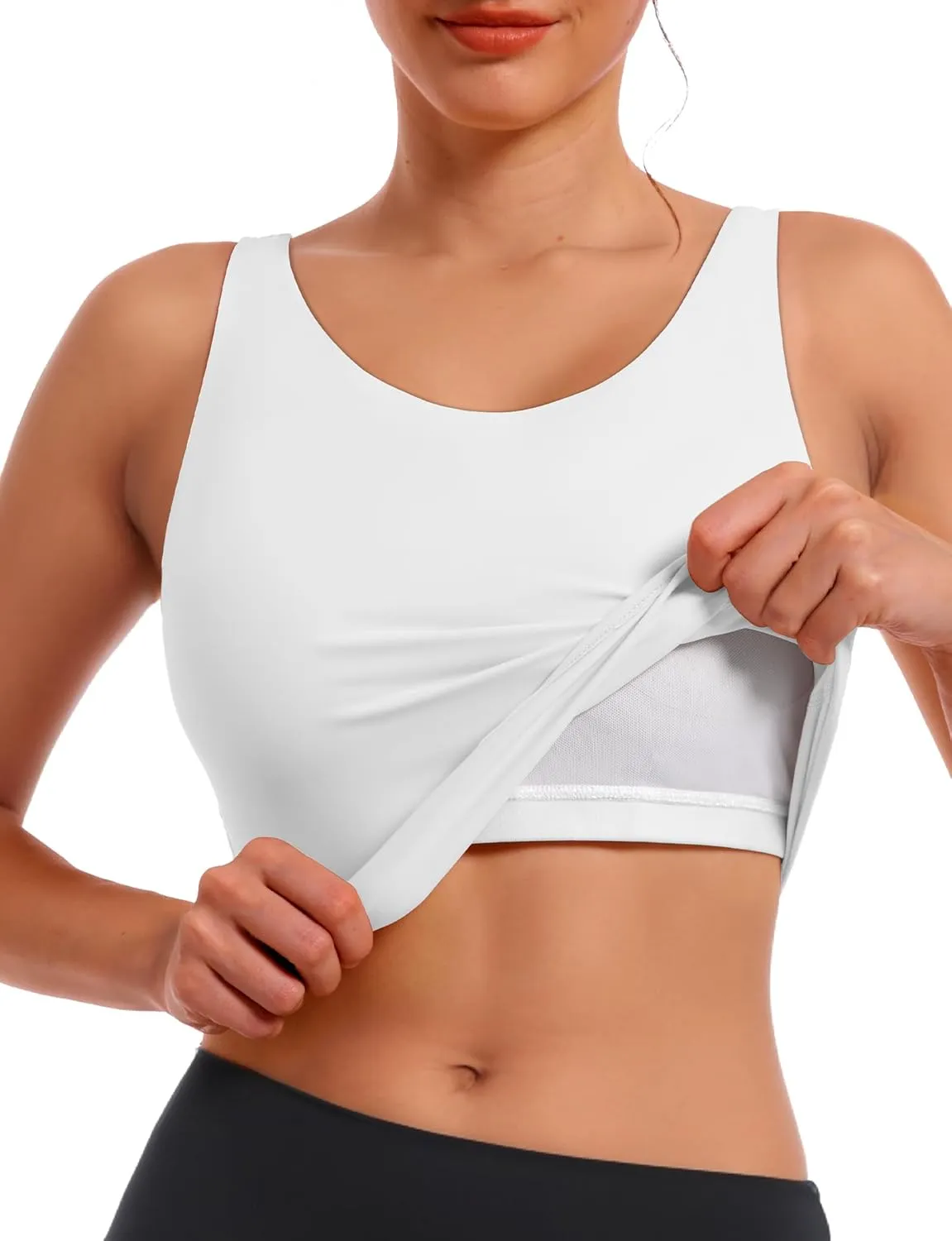 Sports Bras for Women, Supportive Longline High Neck Sports Bra Push Up Workout Built in Bra Crop Tank Tops
