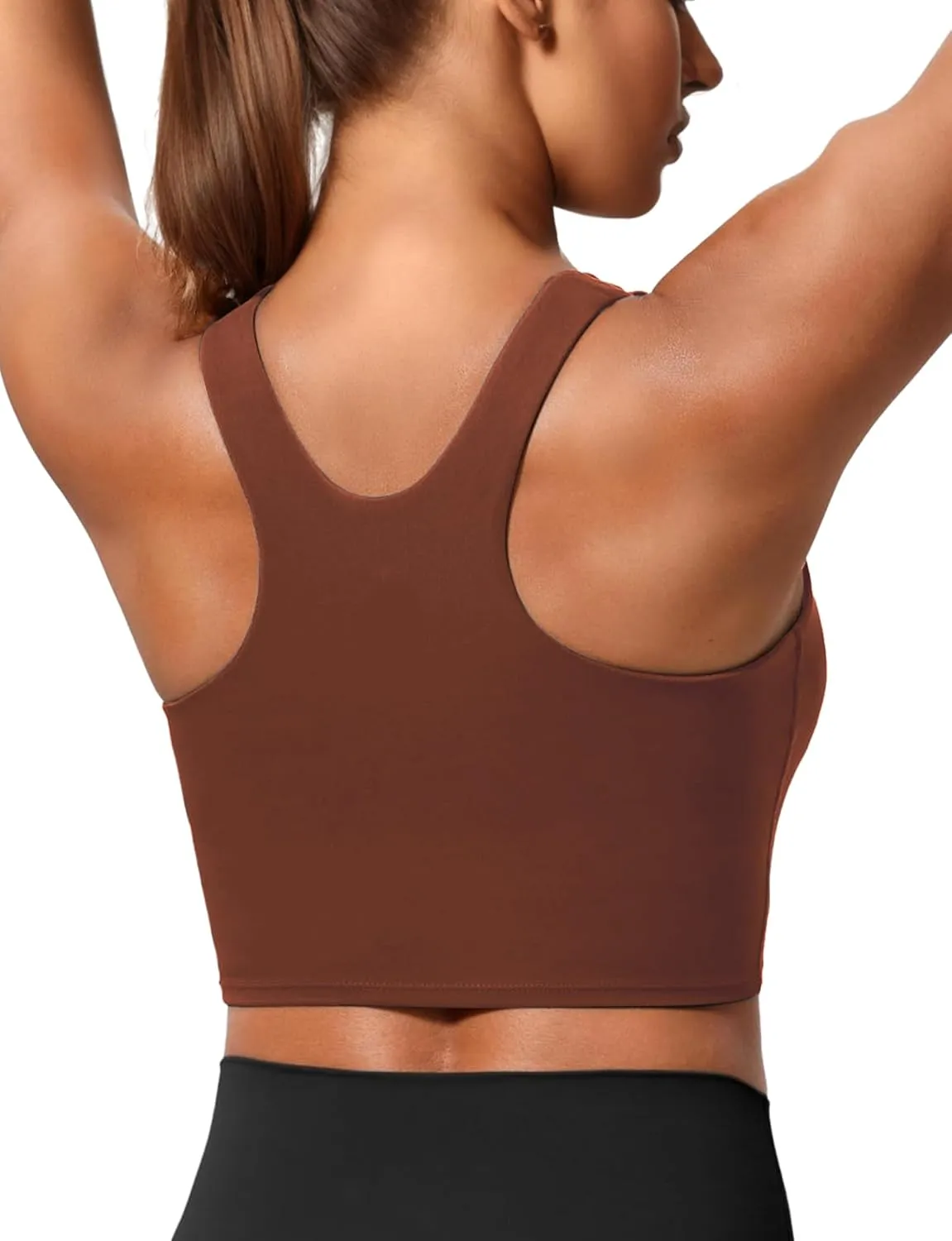 Sports Bras for Women, Supportive Longline High Neck Sports Bra Push Up Workout Built in Bra Crop Tank Tops