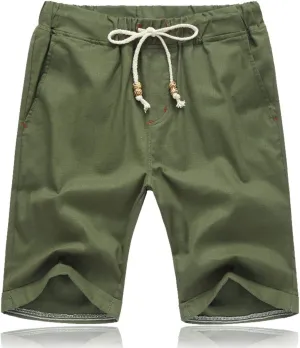 STICKON Men's Shorts Casual Classic Fit Drawstring Summer Beach Shorts with Elastic Waist and Pockets