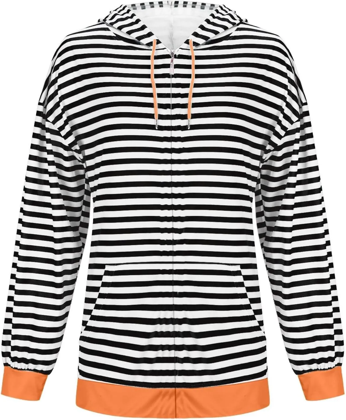 Striped Sweatshirt for Women Long Sleeve Hooded Sweatshirt Oversized Sweatshirt with Drawstring Fashion Hoodie