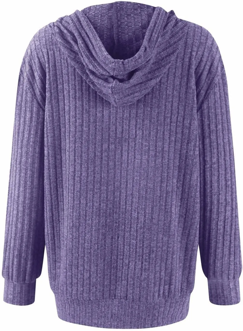 Sweaters for Women Long Sleeve Knitted Zip up Hoodies Ribbed Pullover Loose Casual Sweatshirts with Pocket