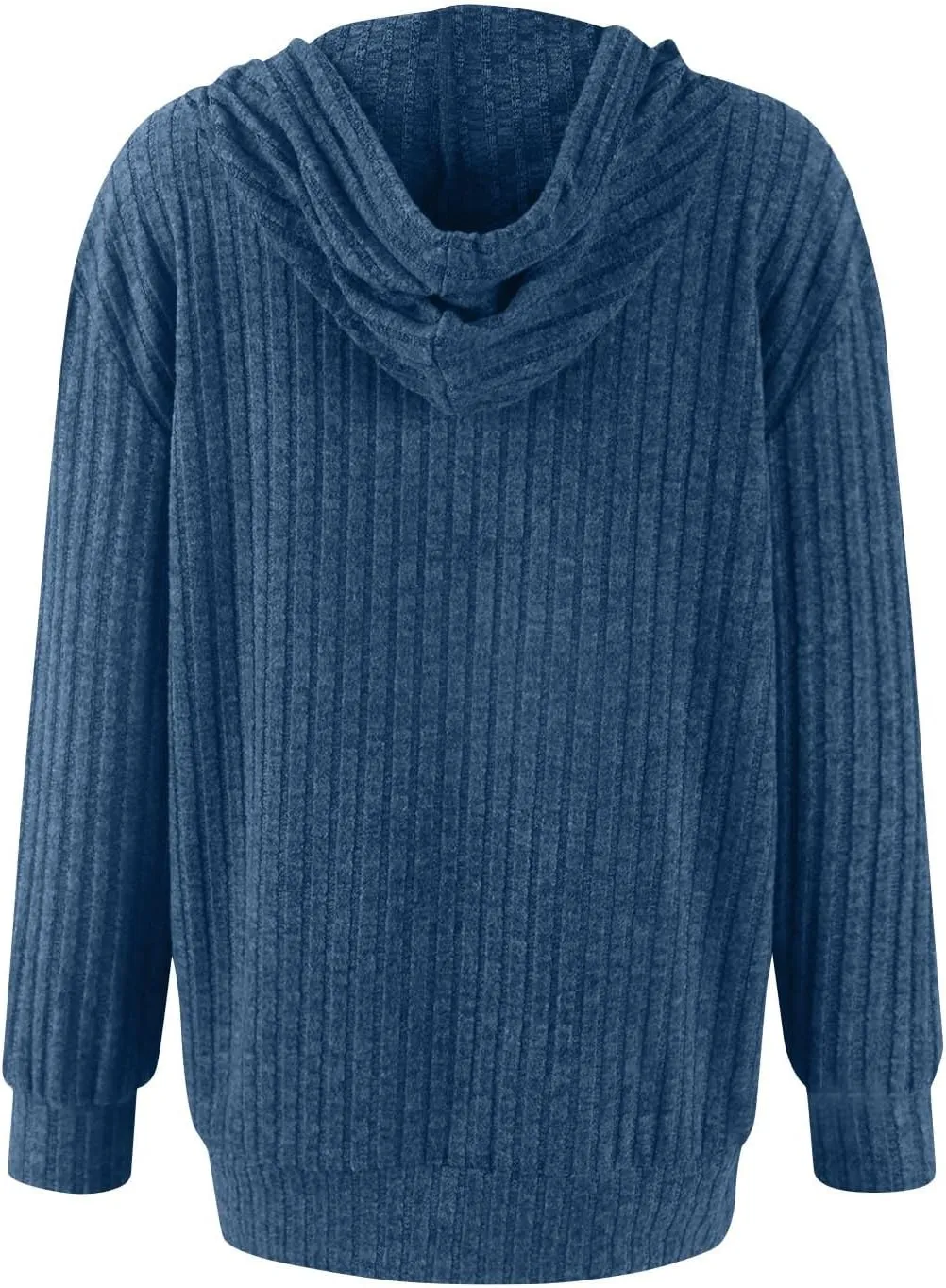 Sweaters for Women Long Sleeve Knitted Zip up Hoodies Ribbed Pullover Loose Casual Sweatshirts with Pocket