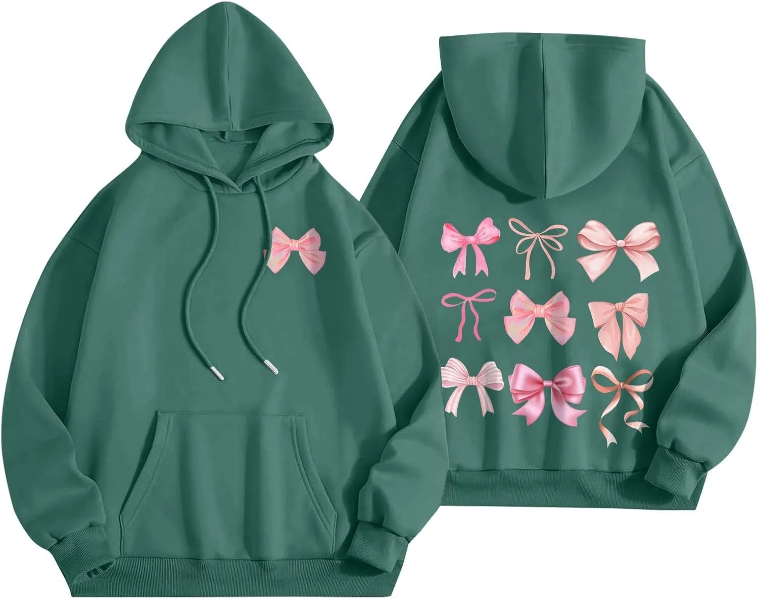 Sweatshirts For Women Long Sleeve Letter Print Casual Graphic Drawstring Pullover Cute Oversize Hoodie