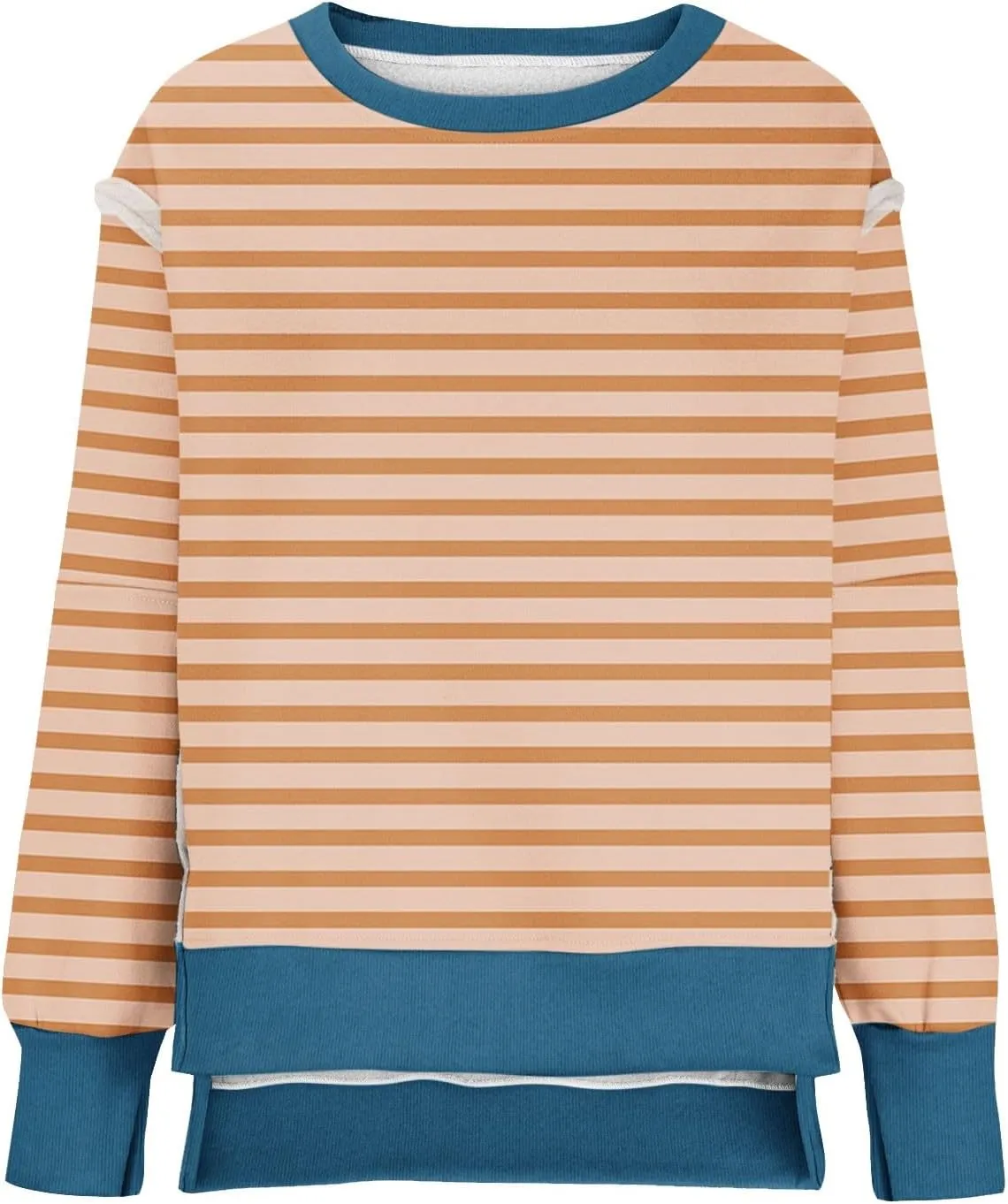 Sweatshirts for Women Striped Oversized Hoodies Long Sleeve Crewneck Fall Outfits Fashion Pullover Tops