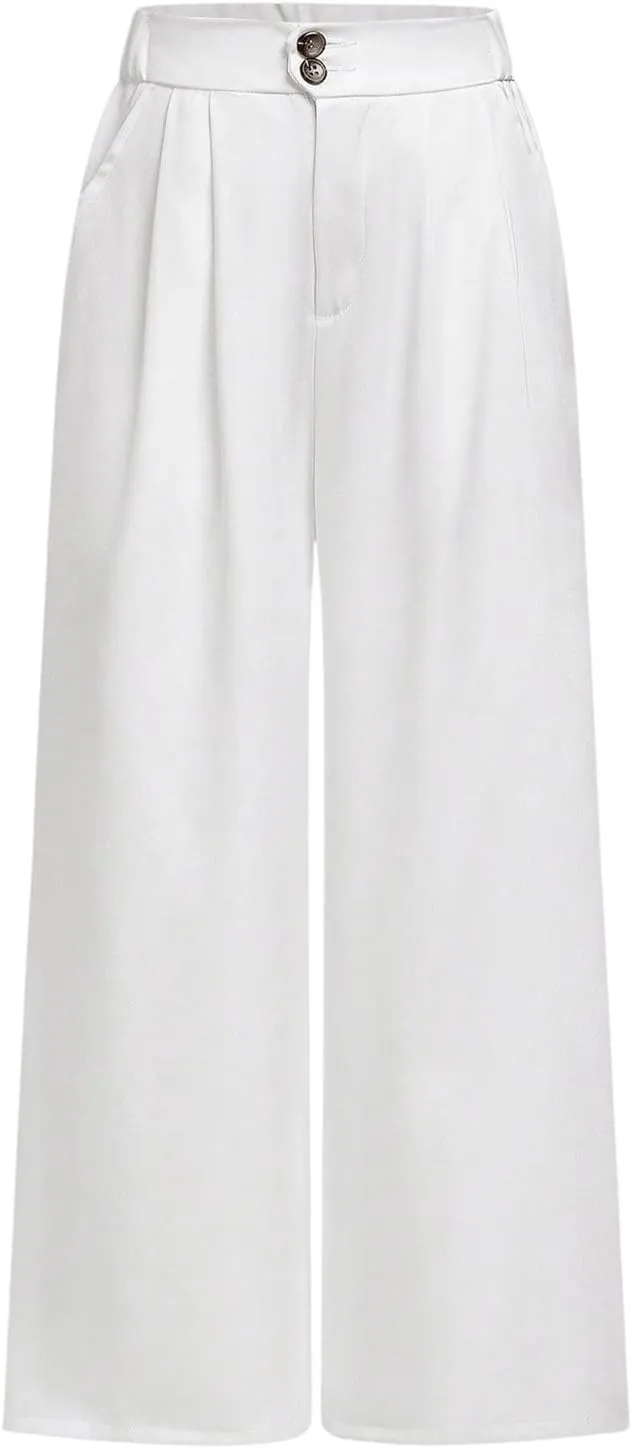 SweatyRocks Girl's Elastic High Waist Wide Leg Pants Loose Long Trousers