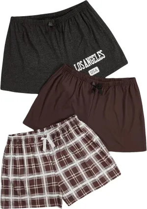 SweatyRocks Women's 3 Pack Plus Size Pajama Shorts Elastic High Waisted Lounge Sleep Shorts
