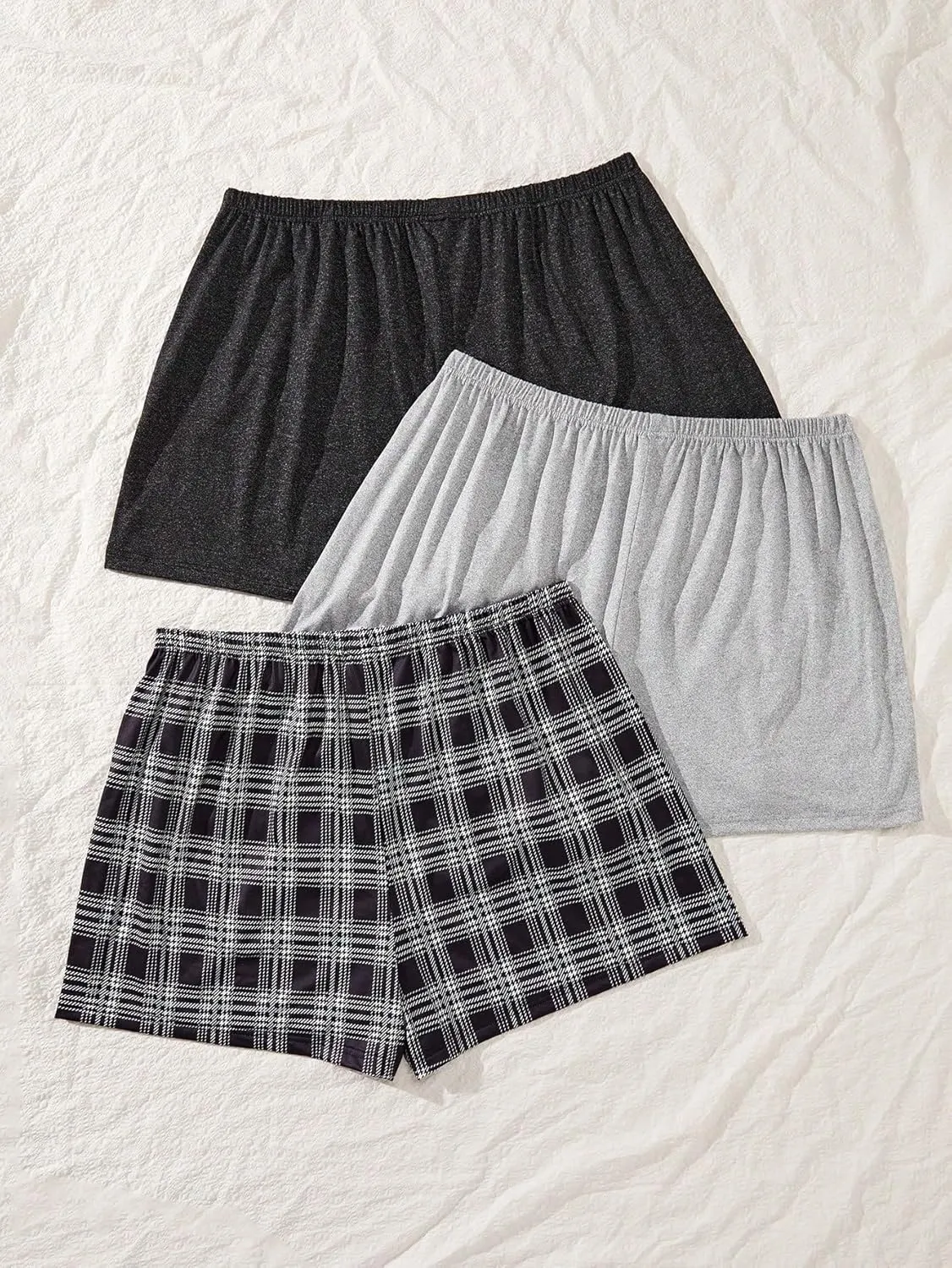 SweatyRocks Women's 3 Pack Plus Size Pajama Shorts Elastic High Waisted Lounge Sleep Shorts