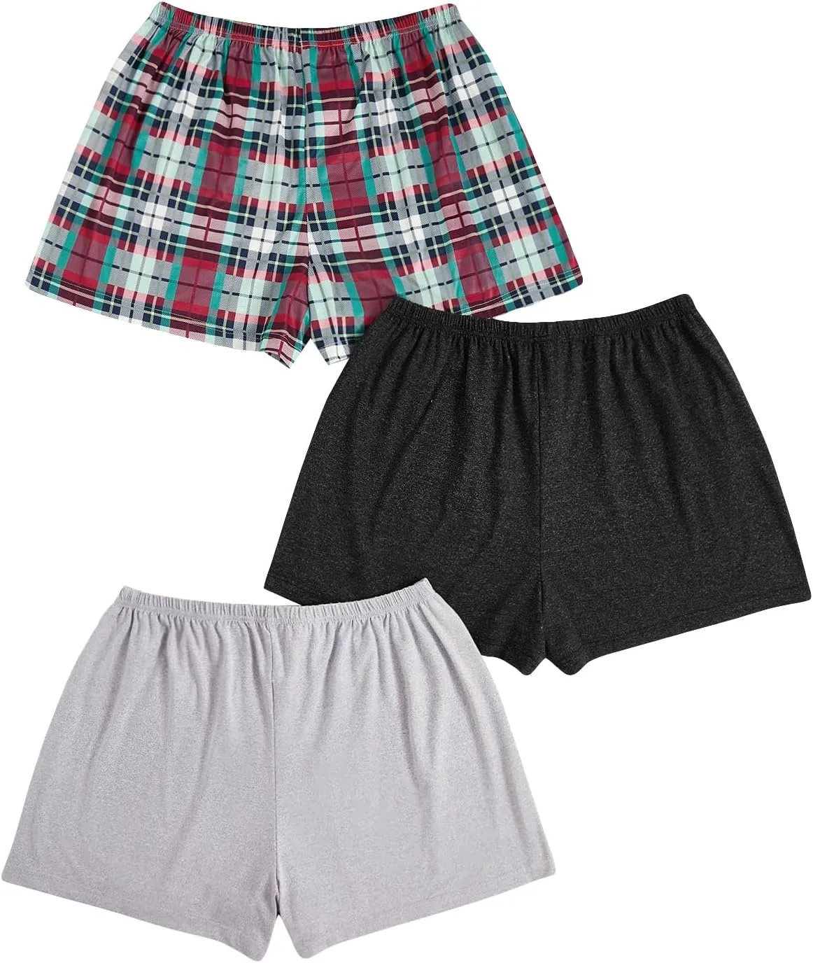 SweatyRocks Women's 3 Pack Plus Size Pajama Shorts Elastic High Waisted Lounge Sleep Shorts