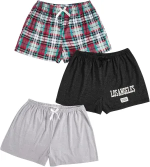 SweatyRocks Women's 3 Pack Plus Size Pajama Shorts Elastic High Waisted Lounge Sleep Shorts