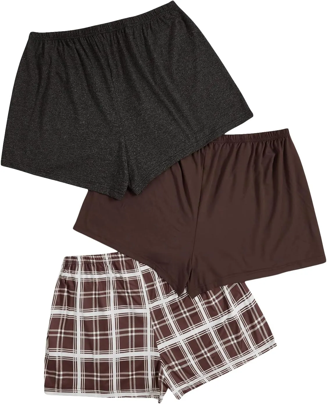 SweatyRocks Women's 3 Pack Plus Size Pajama Shorts Elastic High Waisted Lounge Sleep Shorts