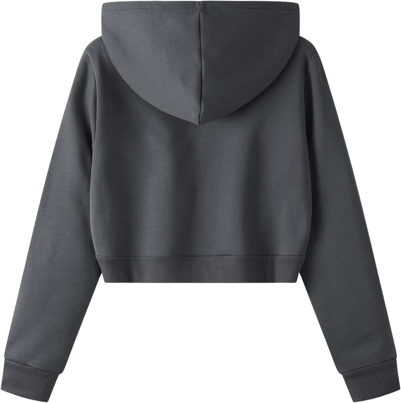 SweatyRocks Women's Long Sleeve Drawstring Full Zip Hooded Jacket Crop Sweatshirt