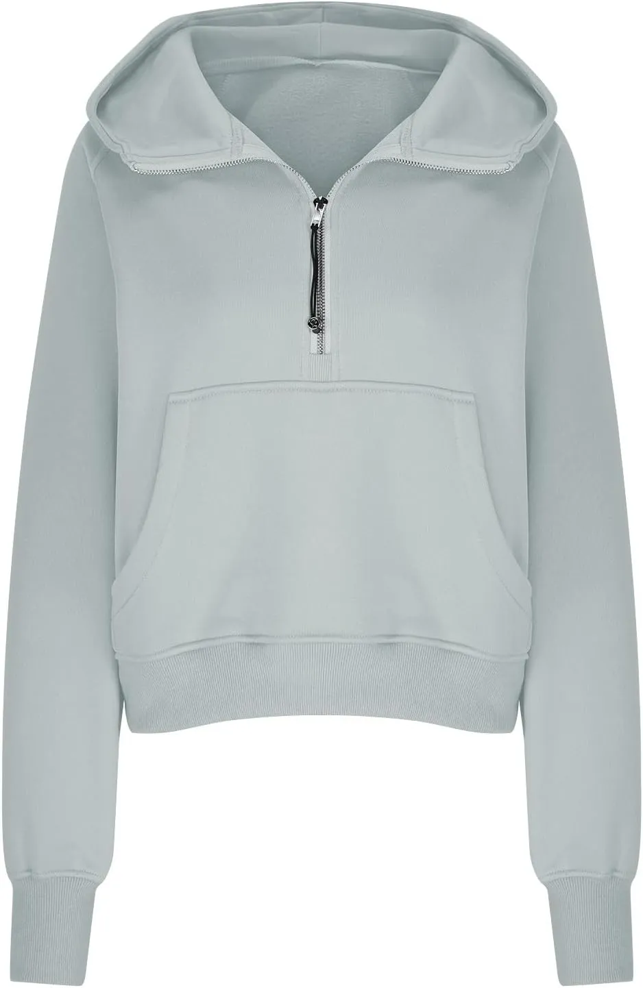 TANGNADE Hooded Sweatshirts Women Half Zip Cropped Fleece Pullover Quarter Zipper Thumb Hole Hoodies with Pockets