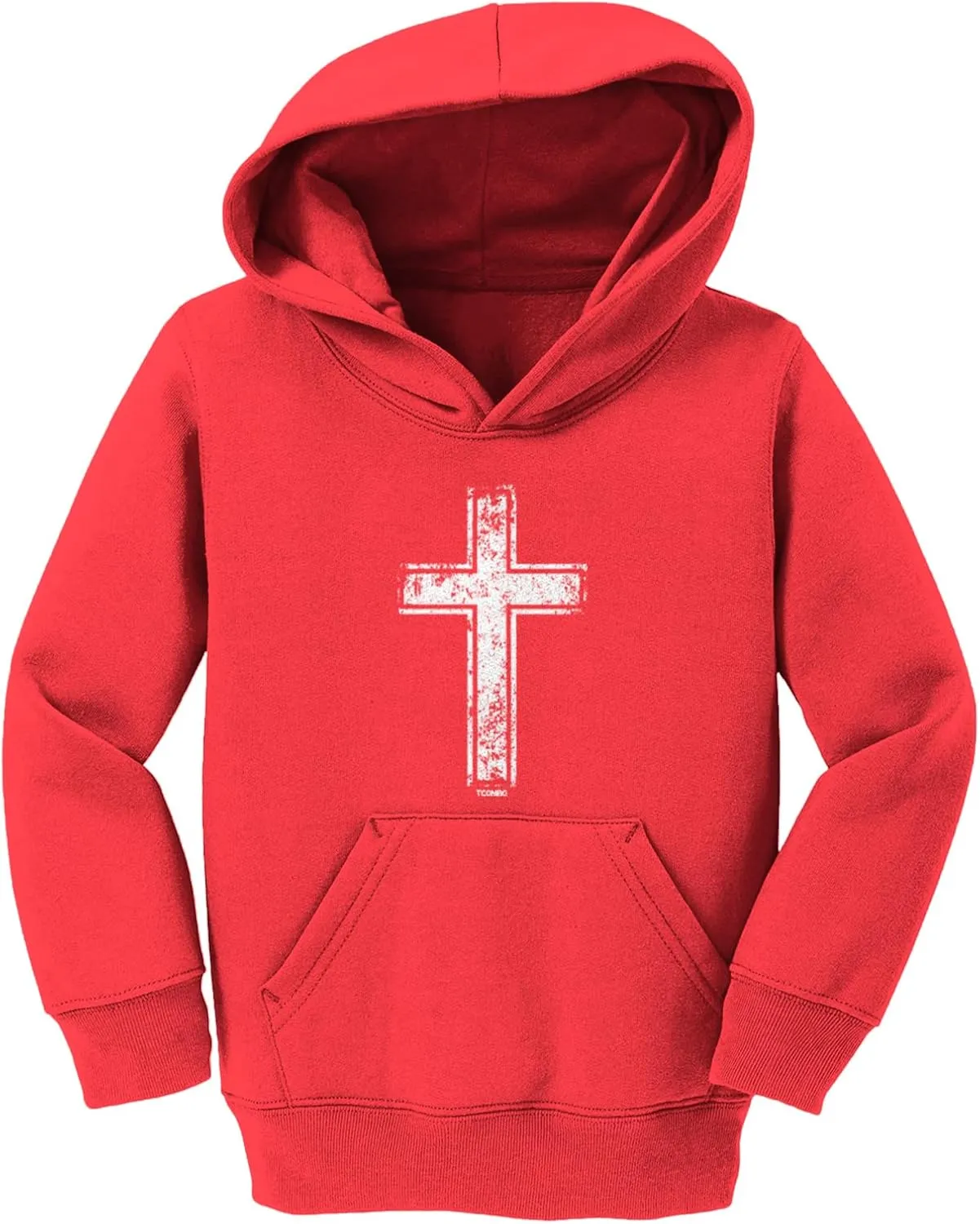 Tcombo Distressed Cross - Jesus Catholic Christian Toddler/Youth Fleece Hoodie