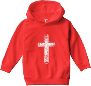 Tcombo Distressed Cross - Jesus Catholic Christian Toddler/Youth Fleece Hoodie