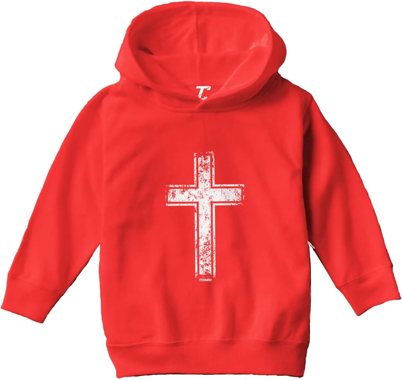 Tcombo Distressed Cross - Jesus Catholic Christian Toddler/Youth Fleece Hoodie