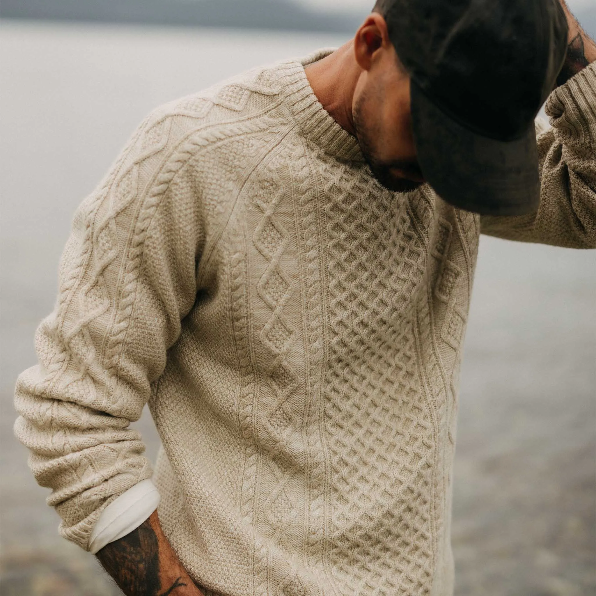 The Orr Sweater in Marled Oat Merino
