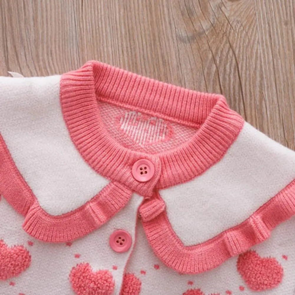 Toddler Girls Fall Winter Outfit Knitted Buttons Sweater Top Mini Skirt Ruffle Long Sleeve Tutu Dress 2PCS Clothes Set