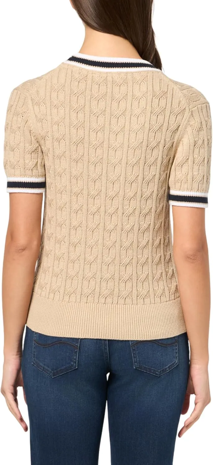 Tommy Hilfiger Women's Short Sleeve Cable Knit Sweater