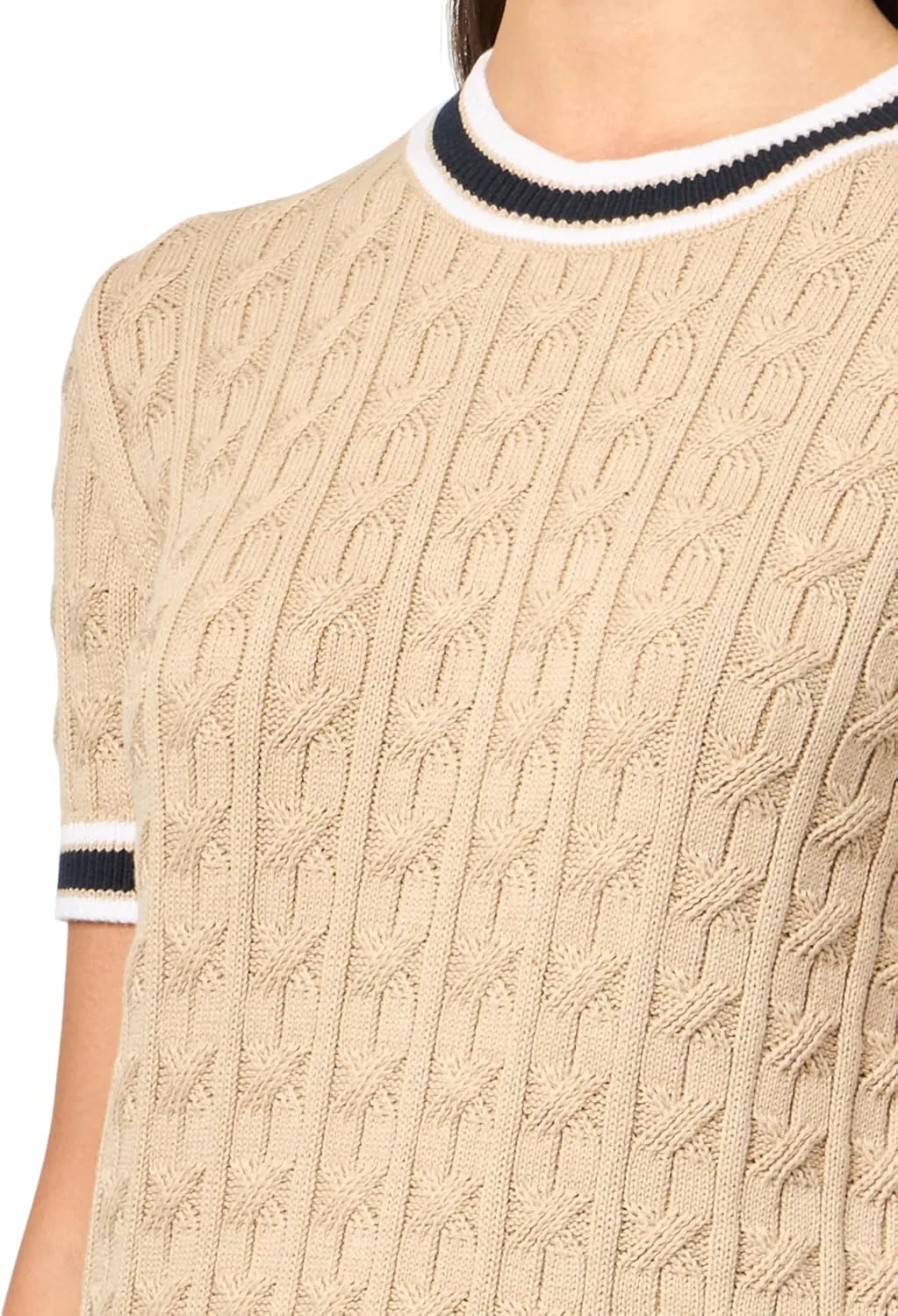 Tommy Hilfiger Women's Short Sleeve Cable Knit Sweater