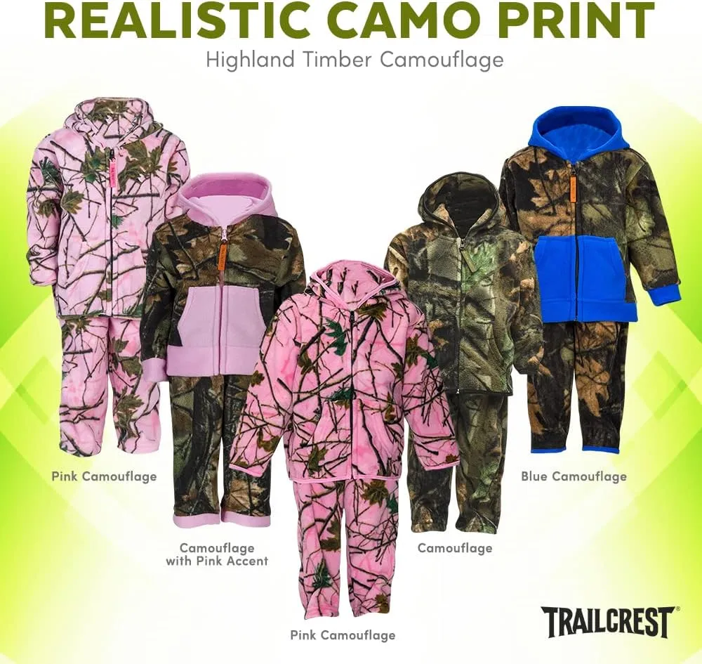 TrailCrest Treel Infant - Toddler Camo Full Zip Hoodie Sweatshirt Fleece Jacket & Pants Set
