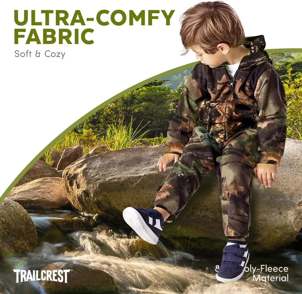 TrailCrest Treel Infant - Toddler Camo Full Zip Hoodie Sweatshirt Fleece Jacket & Pants Set