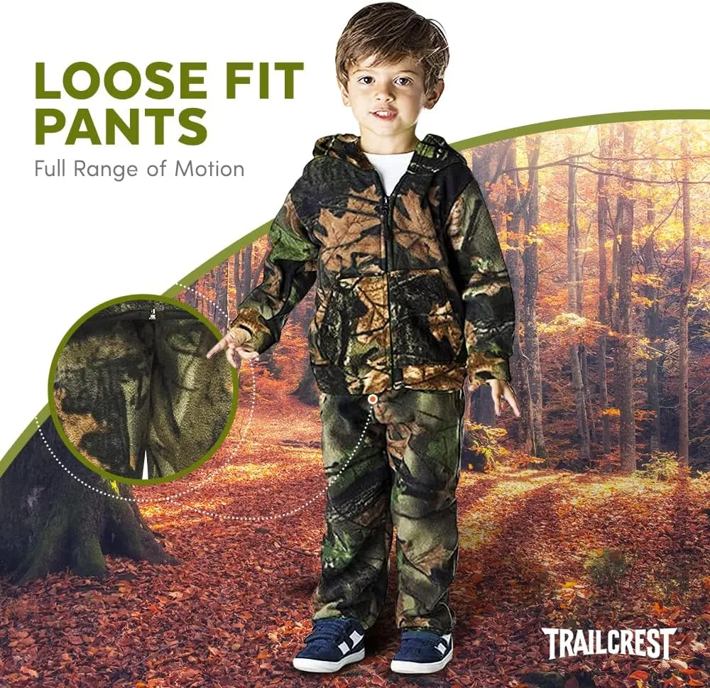 TrailCrest Treel Infant - Toddler Camo Full Zip Hoodie Sweatshirt Fleece Jacket & Pants Set