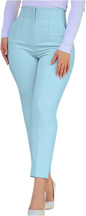 Uillui Dressy Pants for Women High Waist Slim Fit Straight Leg Pants Business Casual Work Office Pants Stretch Yoga Trousers