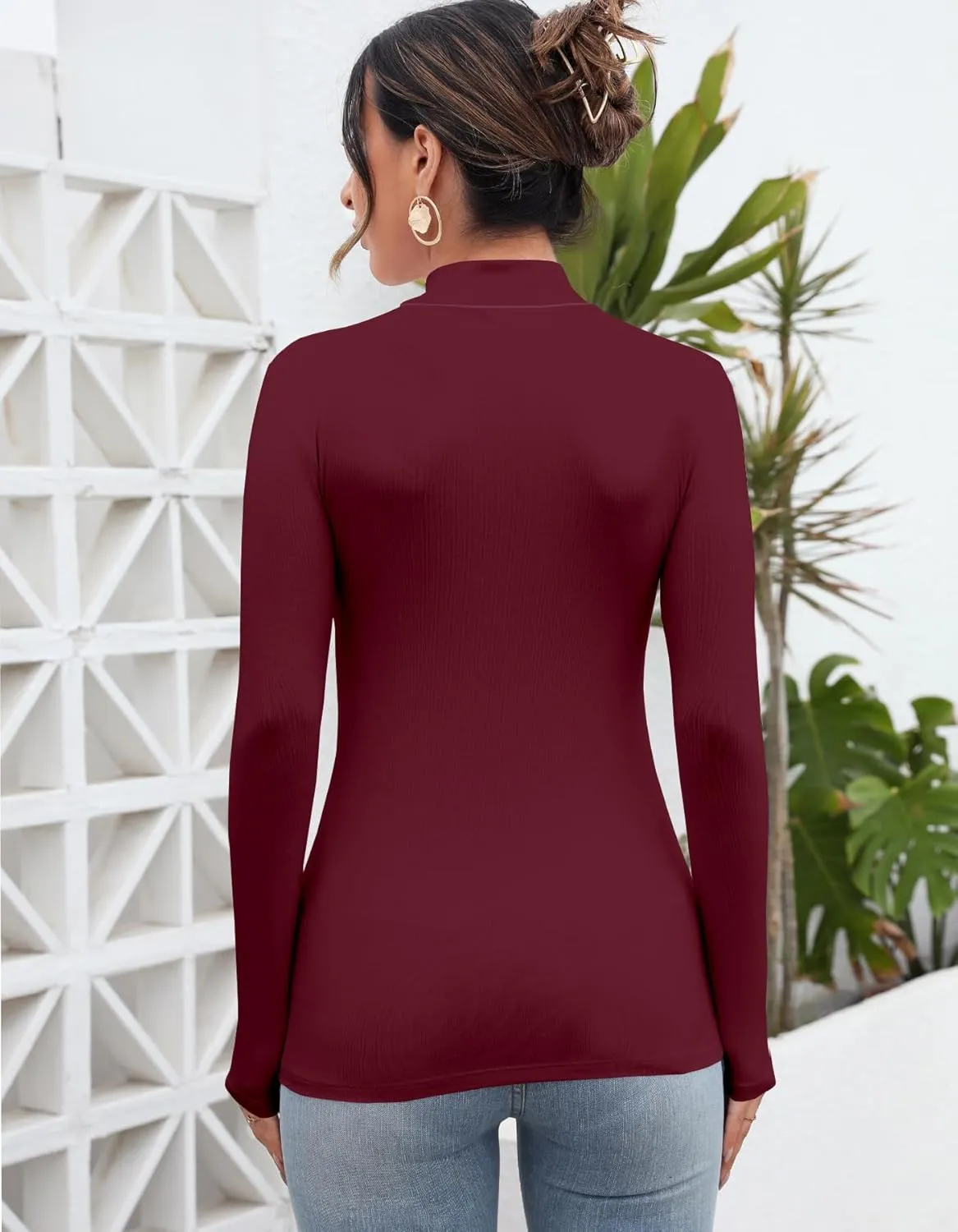 UNTYHOTS Women Mock Turtleneck Long Sleeve T Shirt Top Clothing